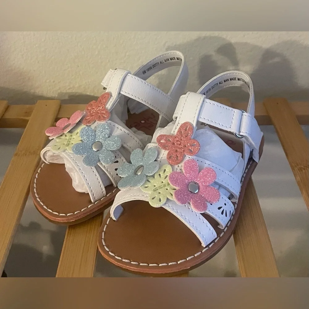NEW…Rachel Shoes Glitter Floral Sandals